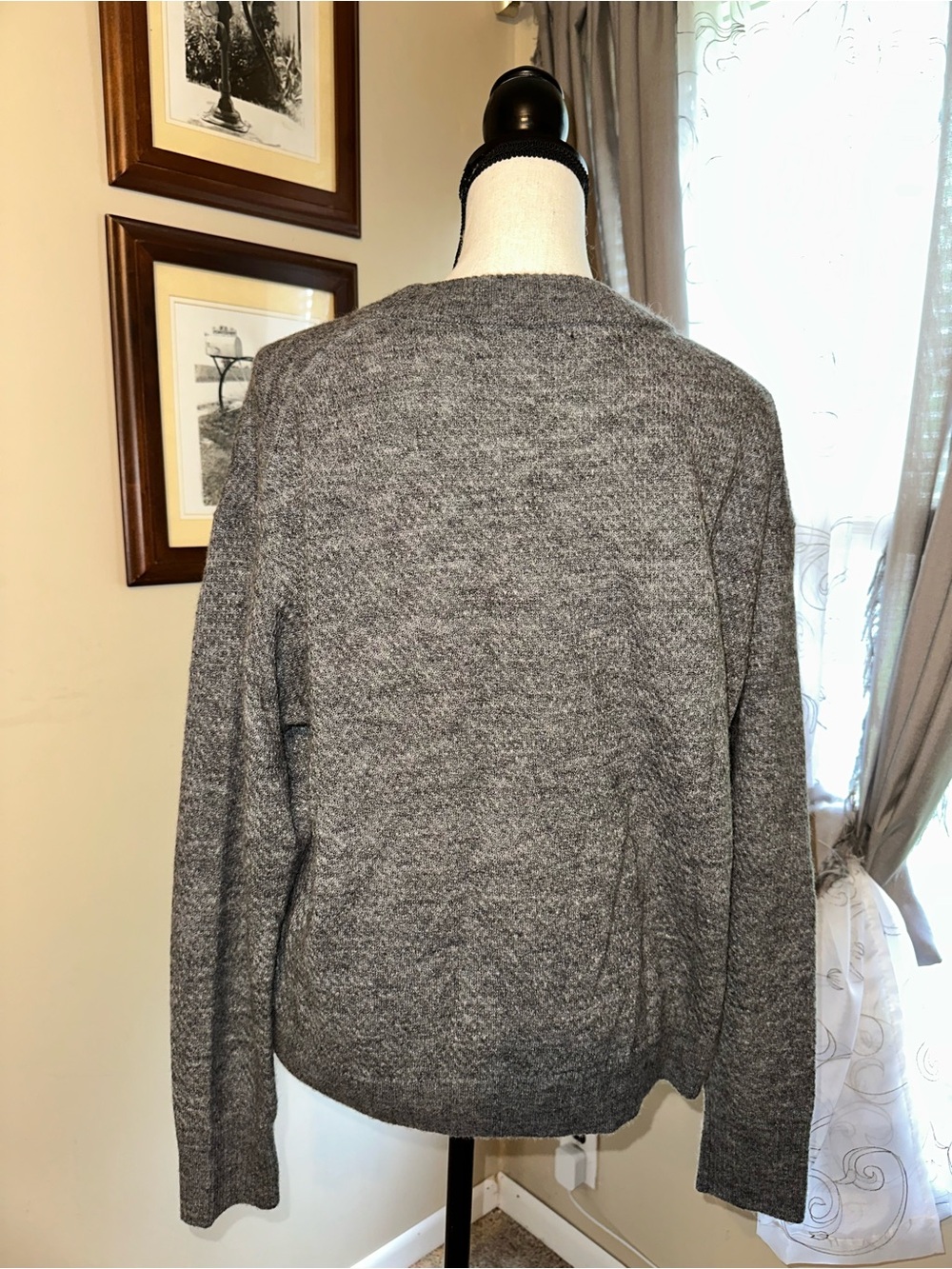 Quince Grey Crewneck Sweater - Heathered Knit - Picture 2 of 4